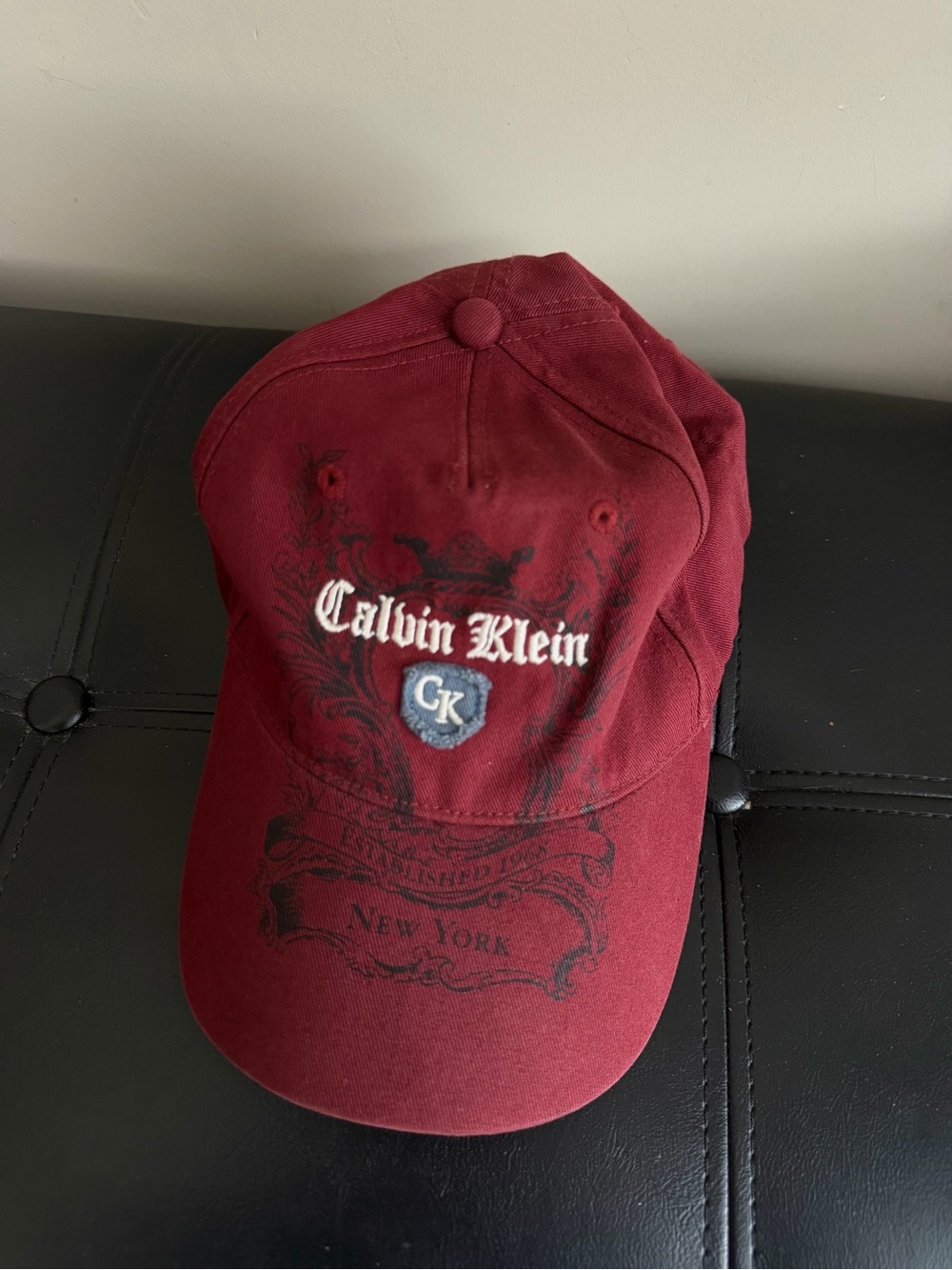 Vintage Calvin Klein Maroon Embroidered Crest Baseball Cap